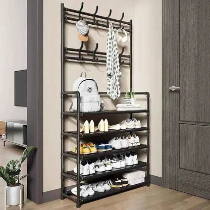 5 Layer Living Room Shoe Rack Multi-Layer Storage Shelf DIY Clothes Hanger Simple Floor-Standing Organizer
