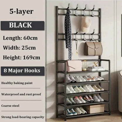 5 Layer Living Room Shoe Rack Multi-Layer Storage Shelf DIY Clothes Hanger Simple Floor-Standing Organizer