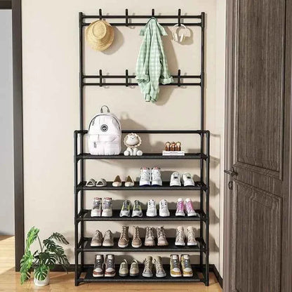 5 Layer Living Room Shoe Rack Multi-Layer Storage Shelf DIY Clothes Hanger Simple Floor-Standing Organizer