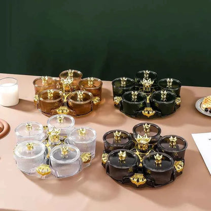 Rotating Snack Organizer - 5 Section Fruit Plate for Easy Serving