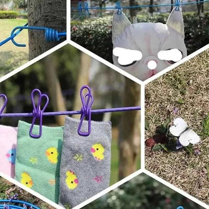 12 Clip Elastic Clothesline for Efficient Drying and Organization