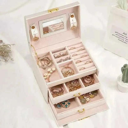 3 Layer Jewelry Organizer - Premium Elegant Design with Ample Storage