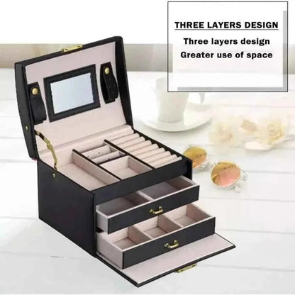 3 Layer Jewelry Organizer - Premium Elegant Design with Ample Storage