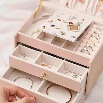 3 Layer Jewelry Organizer - Premium Elegant Design with Ample Storage