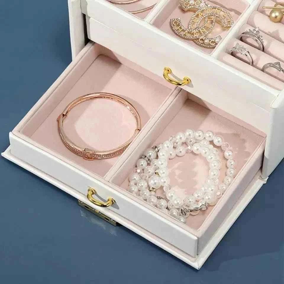 3 Layer Jewelry Organizer - Premium Elegant Design with Ample Storage