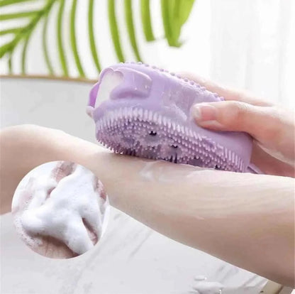 Silicone Bath Brush - Double Sided Bubble Brush for Exfoliation and Cleansing