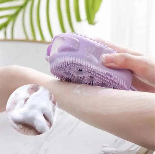 Silicone Bath Brush - Double Sided Bubble Brush for Exfoliation and Cleansing