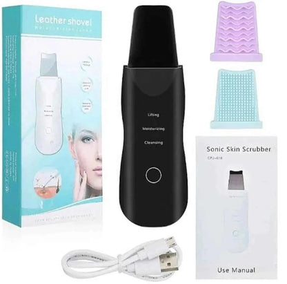 Ultrasonic Skin Scrubber for Deep Cleansing, Blackhead Extraction, and Facial Massaging - Exfoliator and Vibrating Face Cleaner with Ultrasonic Peeling