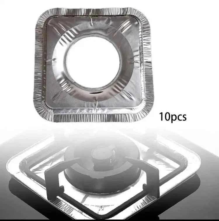 10pcs Reusable Aluminum Foil Stove Top Covers - High Temperature Resistant Burner Protectors for Easy Cleaning