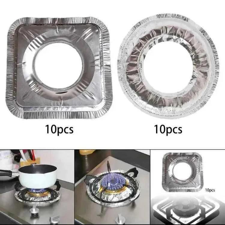 10pcs Reusable Aluminum Foil Stove Top Covers - High Temperature Resistant Burner Protectors for Easy Cleaning