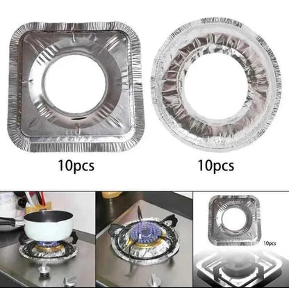 10pcs Reusable Aluminum Foil Stove Top Covers - High Temperature Resistant Burner Protectors for Easy Cleaning
