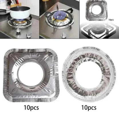 10pcs Reusable Aluminum Foil Stove Top Covers - High Temperature Resistant Burner Protectors for Easy Cleaning