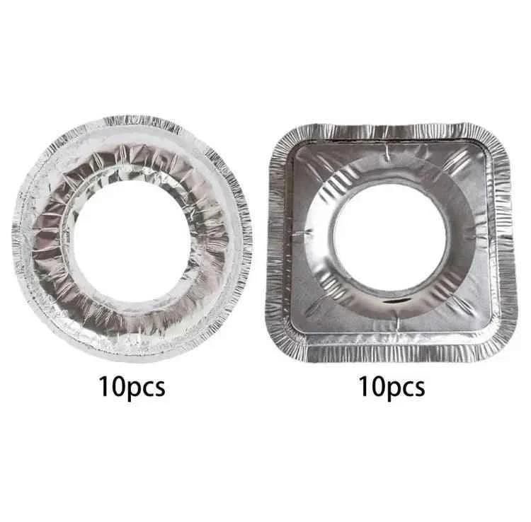 10pcs Reusable Aluminum Foil Stove Top Covers - High Temperature Resistant Burner Protectors for Easy Cleaning
