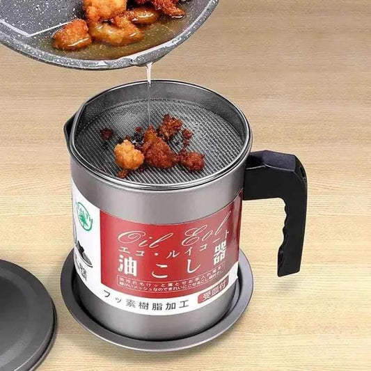 Stainless Steel Oil Filter Pot 1.4 Liter for Cooking and Frying