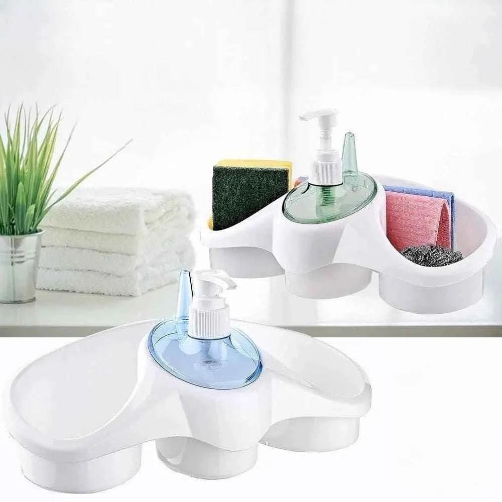 3 In 1 Dish Soap Dispenser with Sponge Holder - Kitchen Organizer for Easy Cleaning