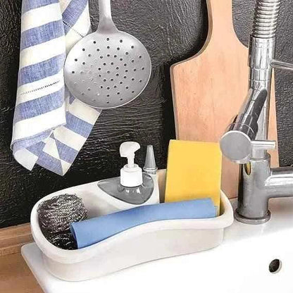3 In 1 Dish Soap Dispenser with Sponge Holder - Kitchen Organizer for Easy Cleaning