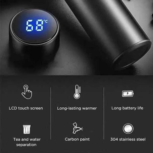 500ML LED Temperature Display Water Bottle - Stainless Steel Insulated Flask