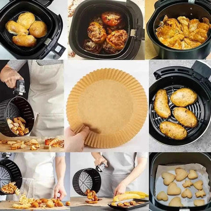 50-Pack Air Fryer Liners - Non-Stick Parchment Paper for Healthy Cooking, Oil-Proof and Perfect for Air Frying