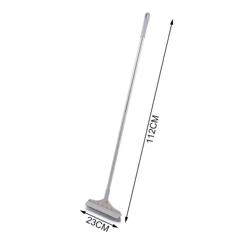 2 in 1 Floor Scrub Brush with Long Handle - Removable Squeegee Tool for Tile and Kitchen Cleaning