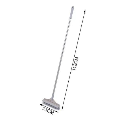 2 in 1 Floor Scrub Brush with Long Handle - Removable Squeegee Tool for Tile and Kitchen Cleaning