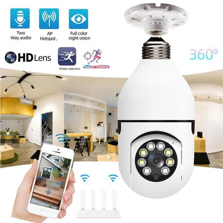 Bulb Camera 1080p Wifi 360 Degree Panoramic Night Vision / Home Security Full Hd Cctv Camera