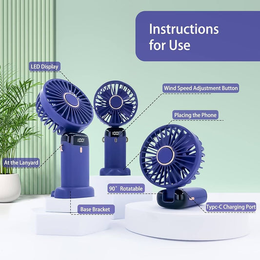 Foldable USB Table Fan with LED Display