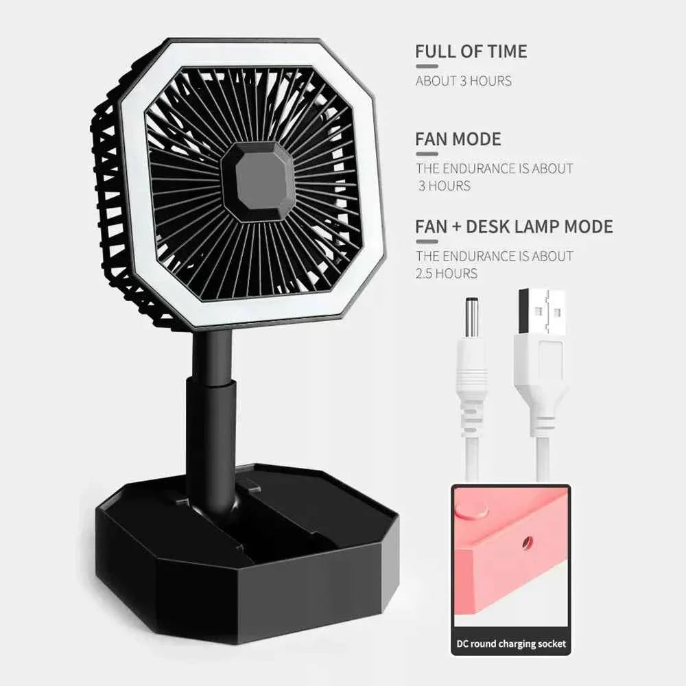 USB Rechargeable Mini Fan with LED Light